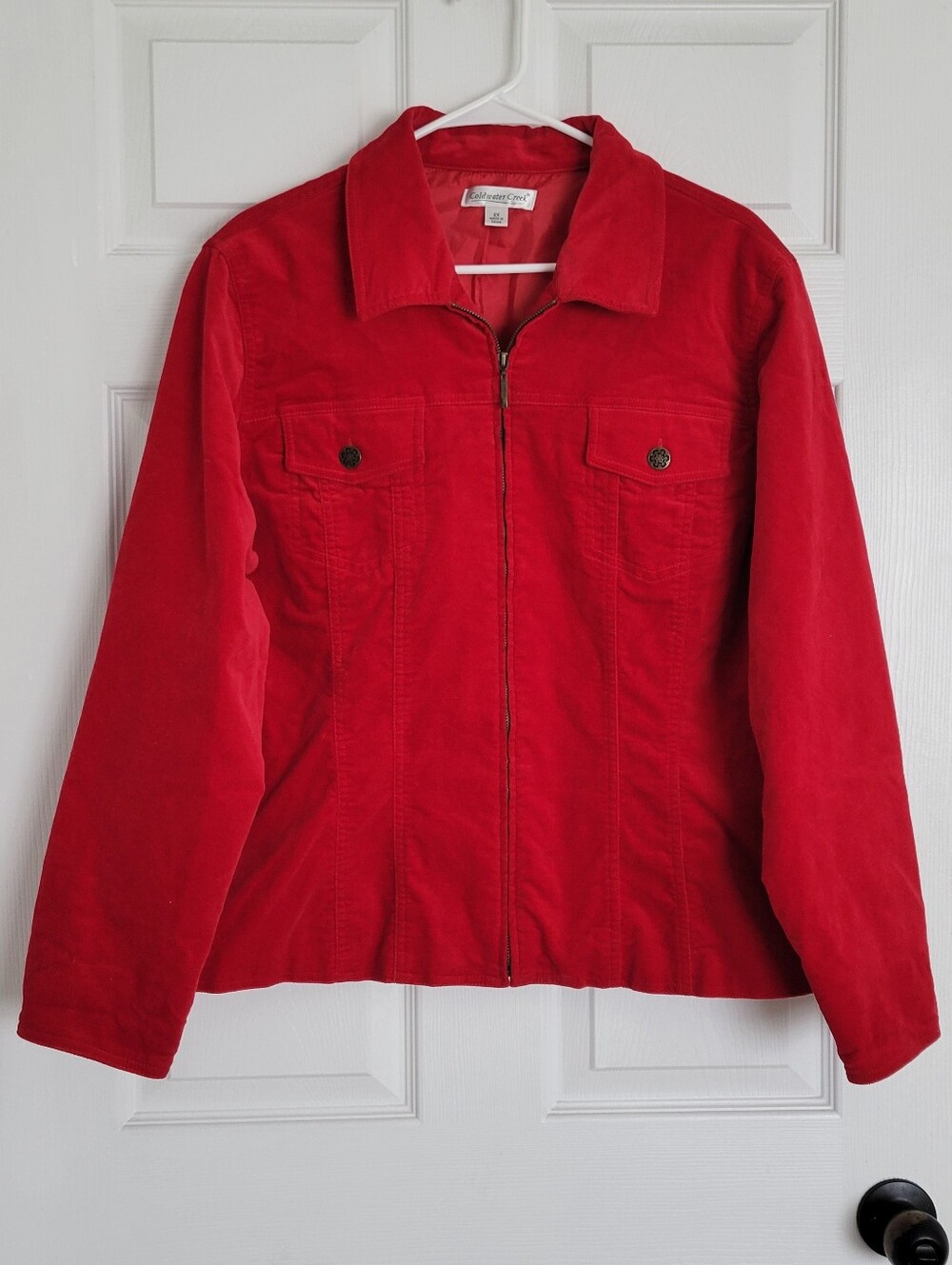 Coldwater Creek Red Velvet Zip-Front Jacket
